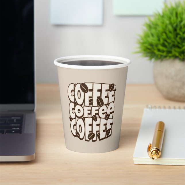 Bold Coffee Typography Logo Paper Cups (Insitu)