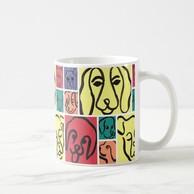 Bold Color Dog Faces Coffee Mug (Right)