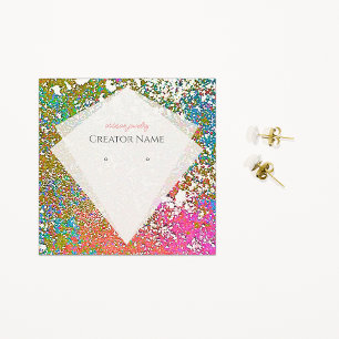 Bold Color Splatter Square Jewelry Display Card