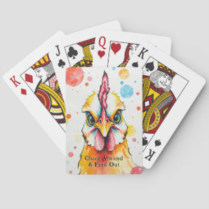Bold & Colorful Chicken Art Whimsical Farm Funny Playing Cards
