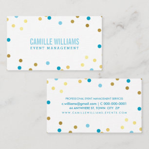 BOLD COLORFUL confetti cool gold turquoise blue Business Card