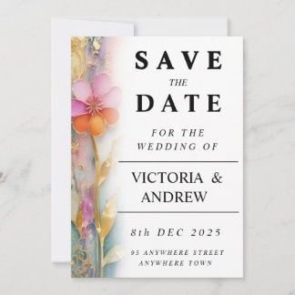 Bold Colorful Floral Save The Date Card