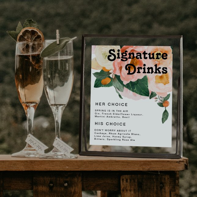Bold Colorful Floral | Signature Drinks Sign (Creator Uploaded)