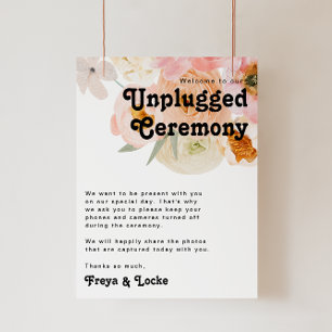 Bold Colorful Floral   Unplugged Ceremony Poster