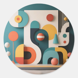 Bold Colorful Geometric Abstract  Classic Round Sticker