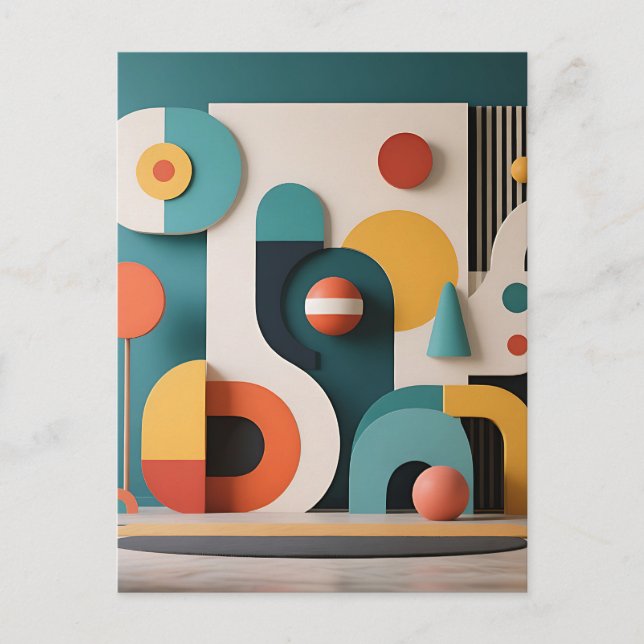 Bold Colorful Geometric Abstract  Postcard (Front)
