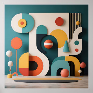 Bold Colorful Geometric Abstract  Poster