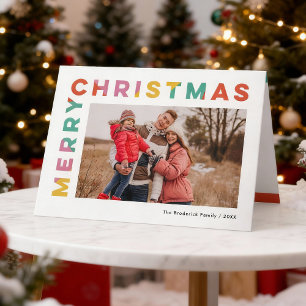 Bold Colorful Merry Christmas Photo  Holiday Card