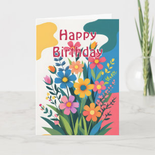 Bold colorful Spring Flowers Birthday Card