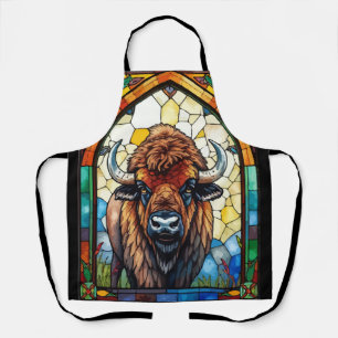 Bold Colors Bison Buffalo Cottagecore Rustic Print Apron