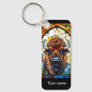 Bold Colors Bison Buffalo Cottagecore Rustic Print Key Ring