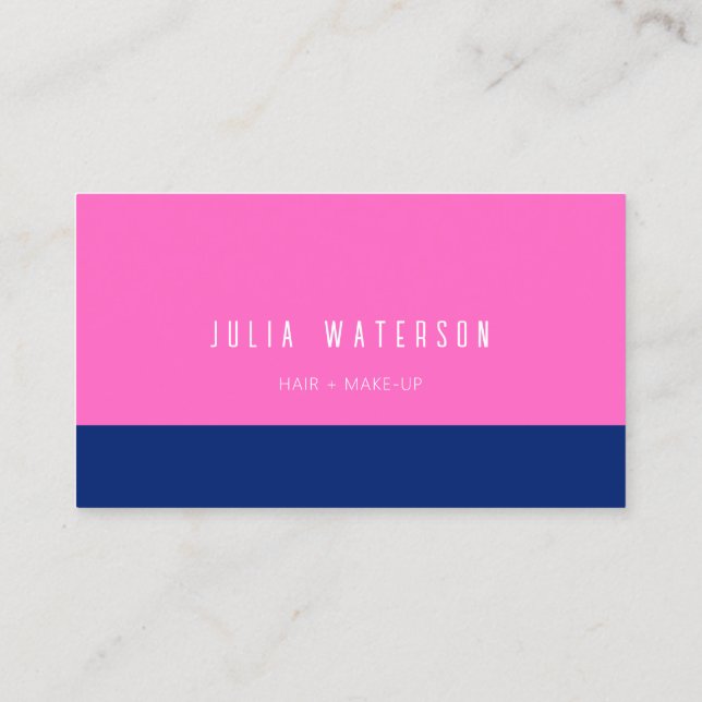 Bold Colour Block - Pink and Blue, no logo Business Card (Back)
