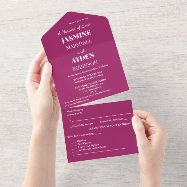 Bold Colour Block Wedding Invite – Magenta (Tearaway)