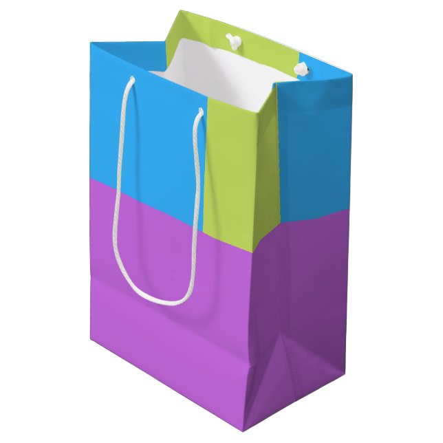 Bold Colour Blocks Green Blue Pink 4 Medium Gift Bag (Front Angled)