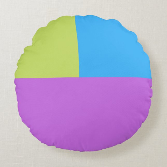 Bold Colour Blocks Green Blue Pink 4 Round Cushion (Front)