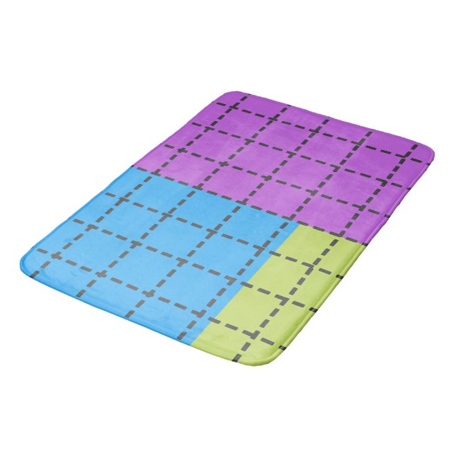 Bold Colour Blocks Green Blue Pink 4 square Bath Mat (Angled)