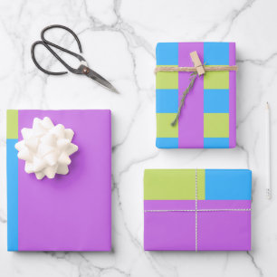Bold Colour Blocks Green Blue Pink 4 Wrapping Paper Sheet