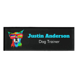 Bold Colour Dog Custom Dog Trainer Name Tag