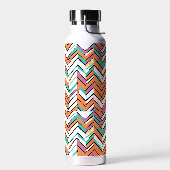 Bold Colour Herringbone Chevron pattern Water Bottle (Left)