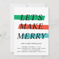 Bold Colour Highlights Holiday Party Invitation