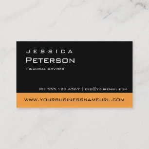 Bold Colour Orange Financial Advisor Business Card