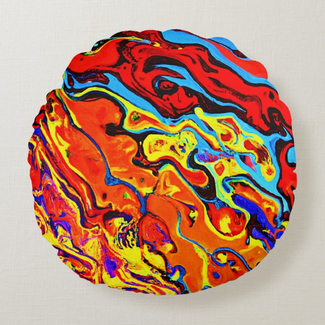 Bold Colour Pattern Round Cushion (Front)