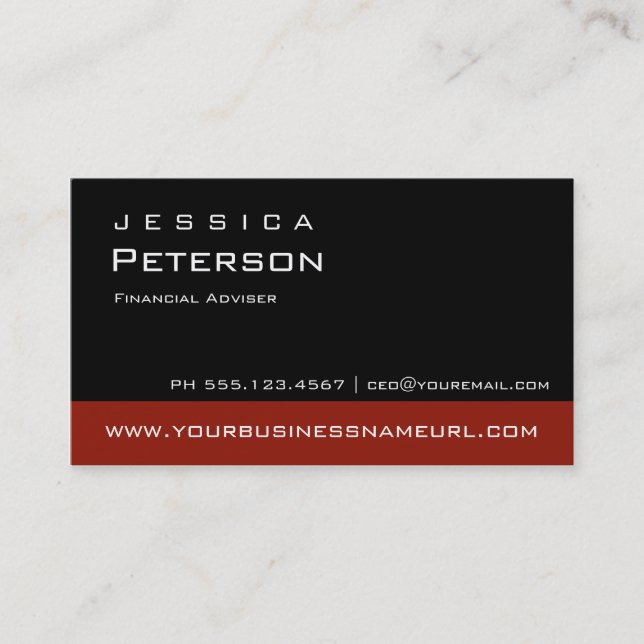 Bold Colour Red Financial Advisor Business Cards (Front)