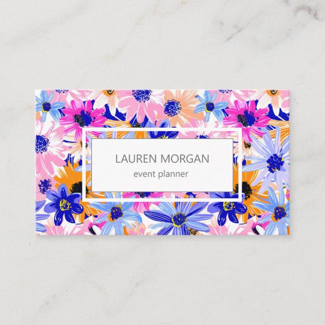 Bold Colour Vibrant Florals Business Card (Front)