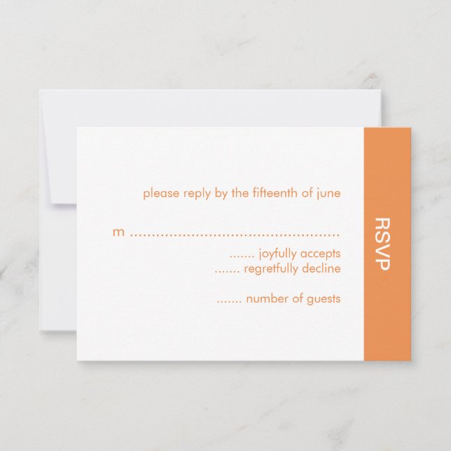 Bold Colour Wedding RSVP Card - Orange (Front)