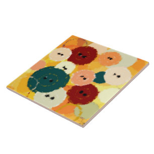 Bold Coloured Buttons Art Tile