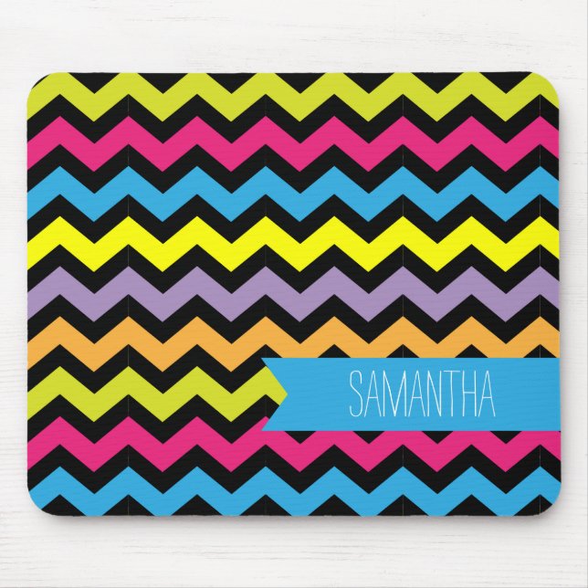 Bold Coloured Chevron Zigzags Mouse Pad (Front)