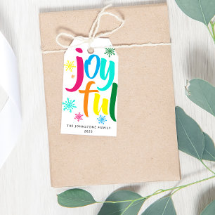 Bold Coloured Joyful Christmas Gift Tags