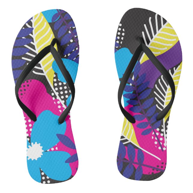 Bold Colourful Abstract Floral Pattern Thongs (Footbed)