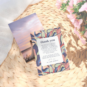 Bold Colourful Abstract Maximalist Photo Wedding Thank You Card