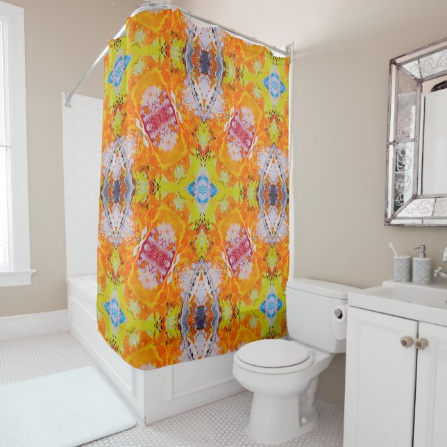 Bold Colourful Abstract Shower Curtain (In Situ)