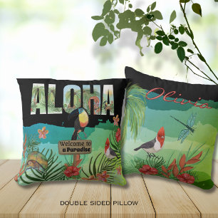 Bold Colourful Aloha Tropical Beauty Double-Sided  Cushion