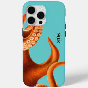 Bold Colourful Aqua and Orange Octopus iPhone 15 Pro Max Case