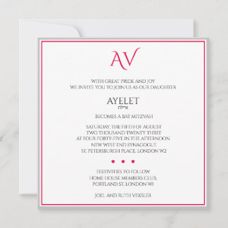 Bold Colourful Bar or Bat Mitzvah Star of David Invitation