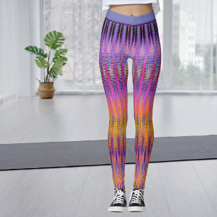 Bold colourful bohemian purple orange pattern leggings