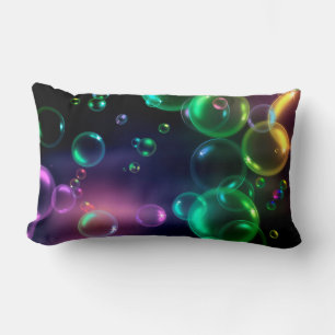 bold colourful bubbles on black lumbar cushion