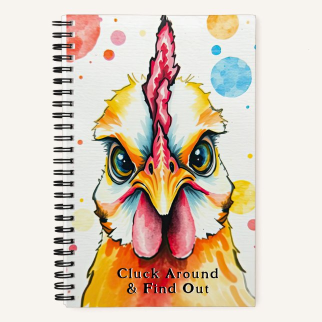 Bold & Colourful Chicken Art Whimsical Farm Funny Notebook (Front)