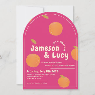 Bold, colourful citrus wedding invitation