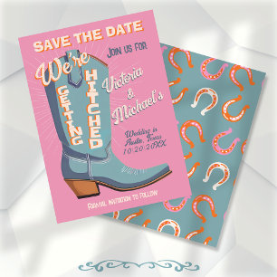 Bold Colourful Cowboy Western Save the Date Boot Invitation