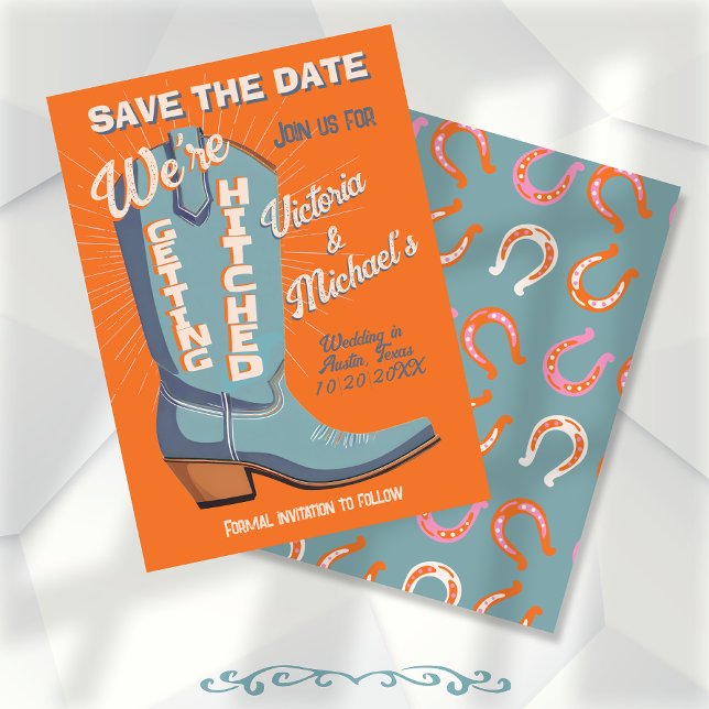Bold Colourful Cowboy Western Save the Date Boot Invitation (Creator Uploaded)