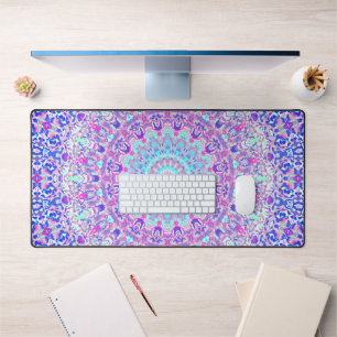 Bold Colourful Eclectic Groovy Boho Hippie Mandala Desk Mat