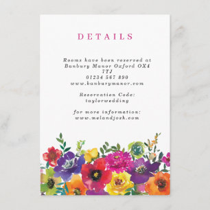 Bold Colourful Fiesta Flowers Vertical Details Enclosure Card