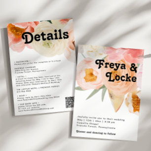 Bold Colourful Floral All In One Wedding Invitat Invitation
