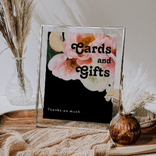 Bold Colourful Floral   Black Cards and Gifts Sign