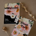 Bold Colourful Floral | Black Folded Wedding Program<br><div class="desc">This bold colourful floral | black folded wedding program will go wonderfully with your bright modern botanical wedding. The large watercolor blush pink, burnt orange, dusty rose flowers, and glimpses of peaches or apricot within the greenery give this design a vibrant, elegant boho garden feel. The unique design has a...</div>