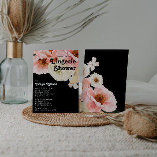 Bold Colourful Floral   Black Lingerie Shower Invitation